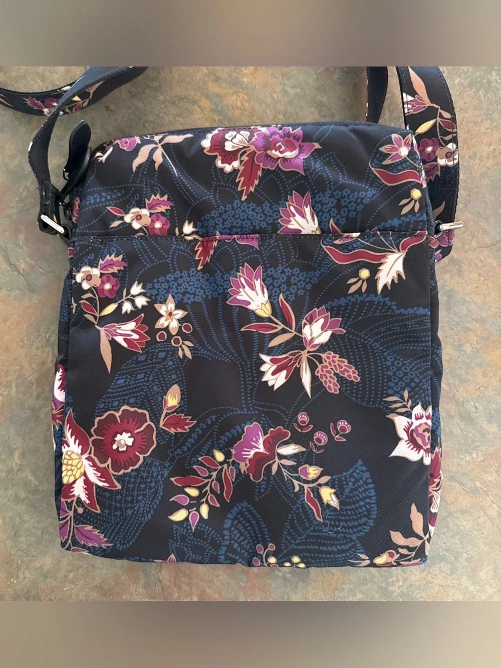 Vera Bradley Garden Dream Midtown Hipster Crossbody Floral Blue Purple